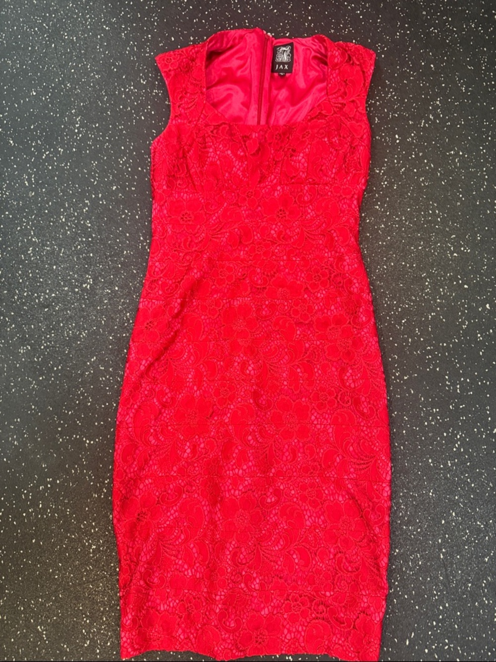 JAX Scarlet Red Lace Midi Dress